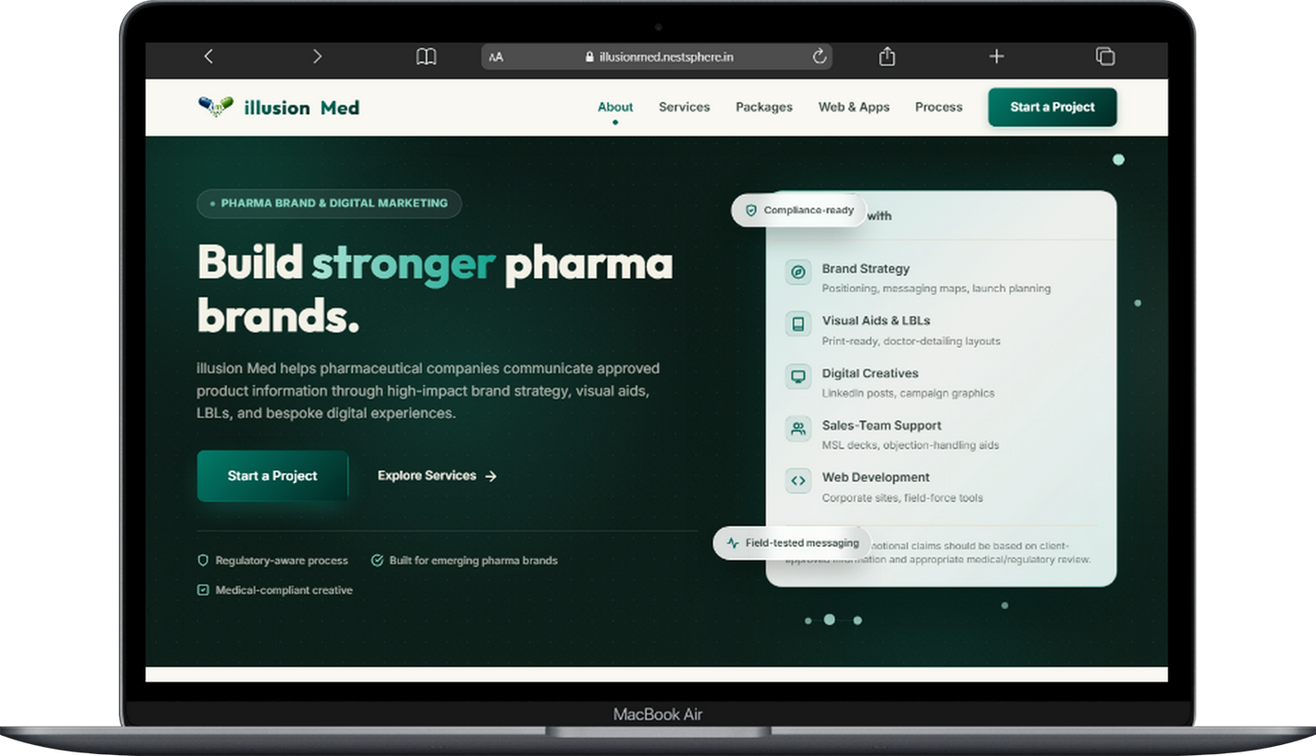 IllusionMed website, shown on a laptop screen